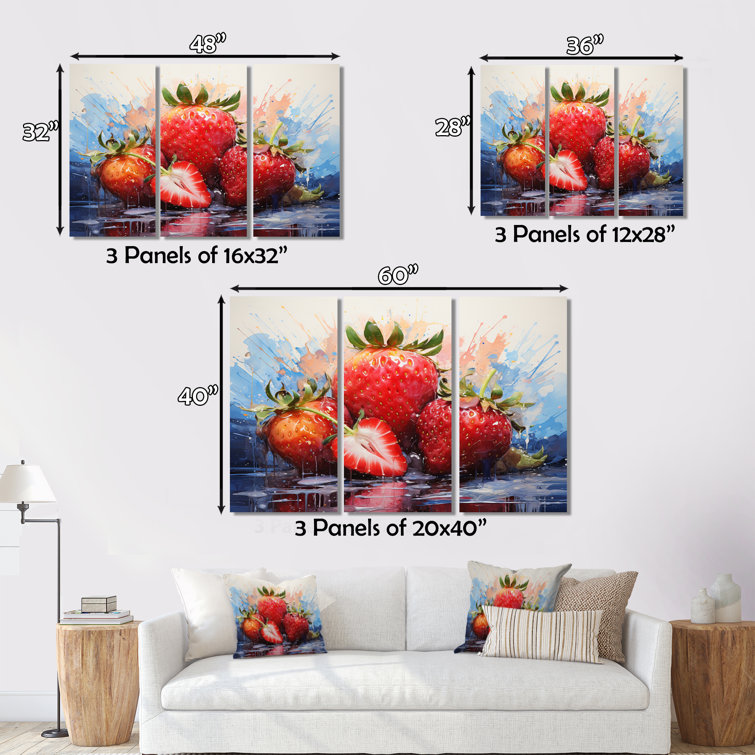 Ebern Designs Luscious Strawberries II Fruits Metal Wall Art Set